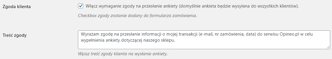 Zgoda na ankietę z Opineo