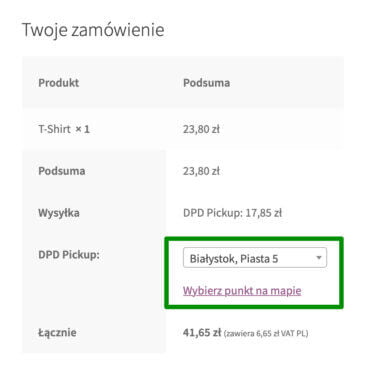 DPD WooCommerce - DPD Pickup lista punktów odbioru