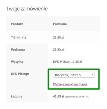 DPD WooCommerce - DPD Pickup lista punktów odbioru