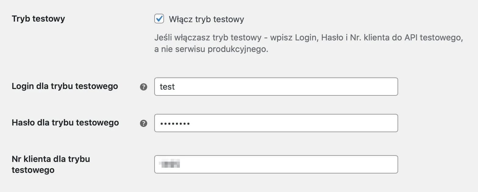 DPD WooCommerce tryb testowy