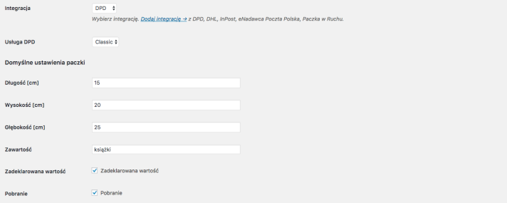 DPD WooCommerce: Metoda wysyłki
