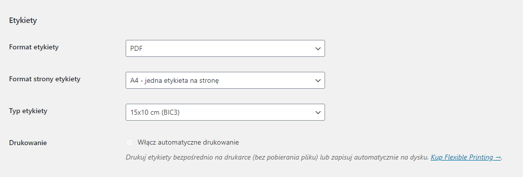 WooCommerce DPD - ustawienia etykiet