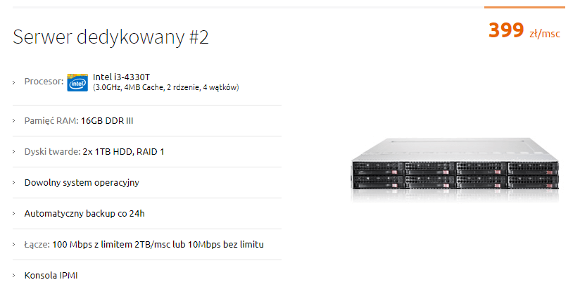 Przykład oferty serwerów dedykowanych