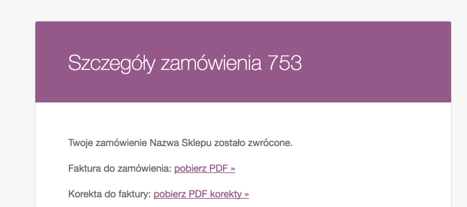 Faktury WooCommerce - faktura w mailu do zamówienia