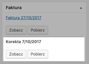 Faktury WooCommerce - numer korekty w edycji zamówienia