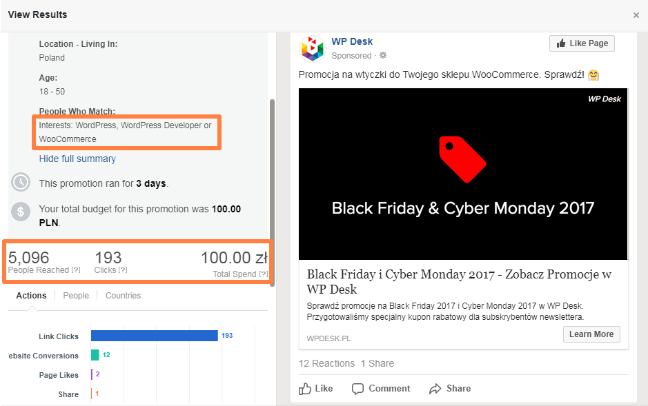 Promocja FB Ads - WP Desk Black Friday