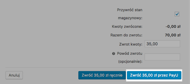 Integracja WooCommerce PayU – automatyczne zwroty,