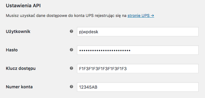 WooCommerce UPS - ustawienia