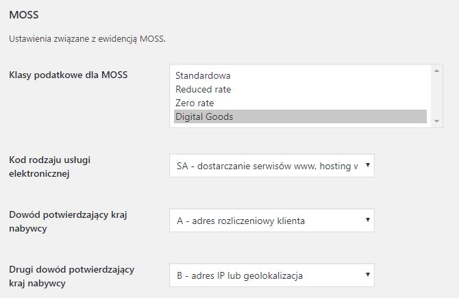 MOSS wFirma - konfiguracja wtyczki