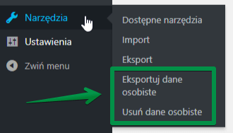 Menu Narzędzia