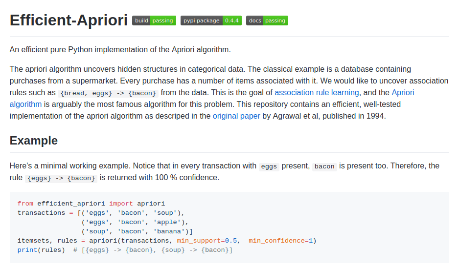 Algorytm Apriori - implementacja w języku Python