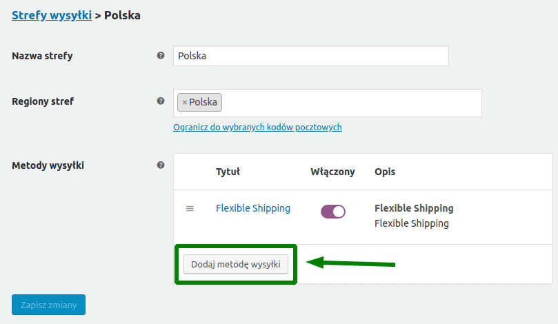 Dodaj metodę wysyłki