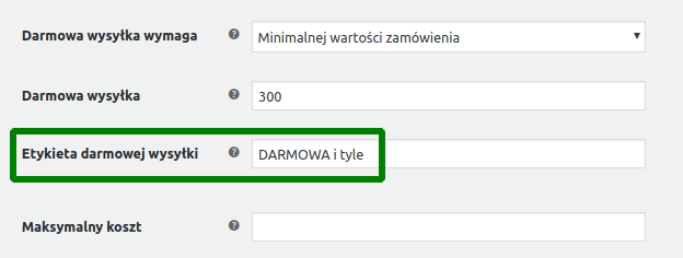 Etykieta darmowej wysyłki