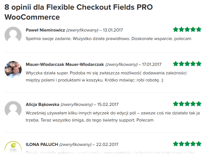 Opinie na temat wtyczki Flexible Checkout Fields