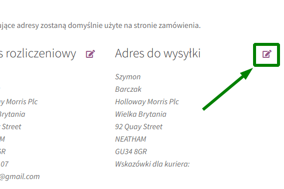 Edytuj adres wysyłki