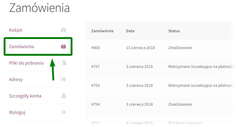 Okno: Zamówienia
