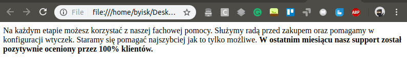 Tekst bez użycia custom css