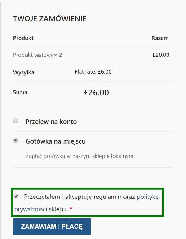 Zgoda RODO w WooCommerce