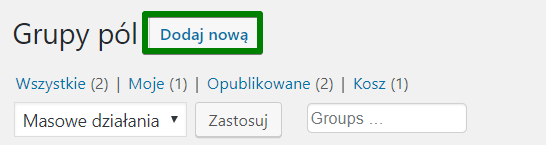 Dodawanie nowej grupy pól