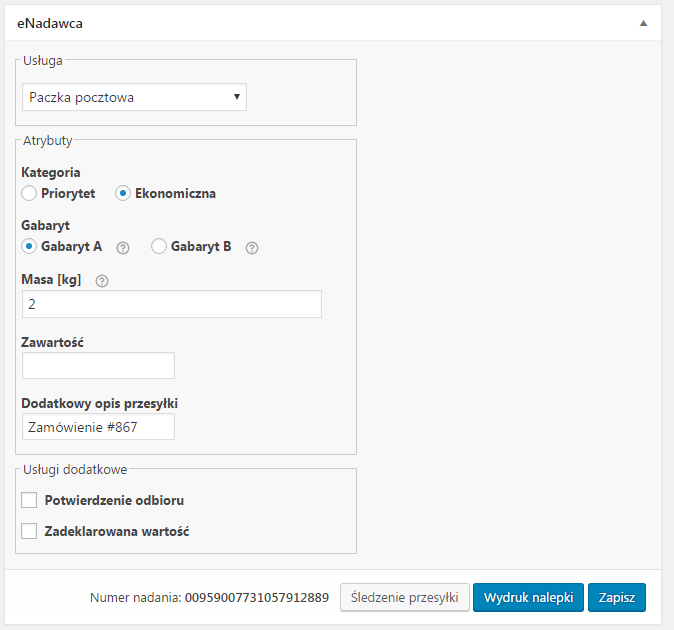 Edycja zamówienia w eNadawcy WooCommerce