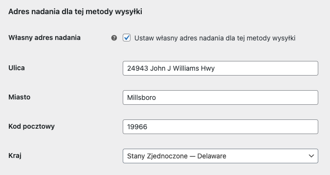 FedEx – własny adres nadania dla tej metody wysyłki