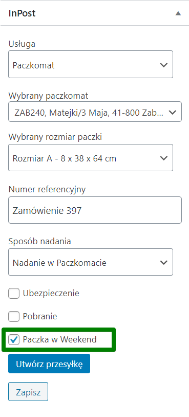 InPost WooCommerce Paczka w Weekend