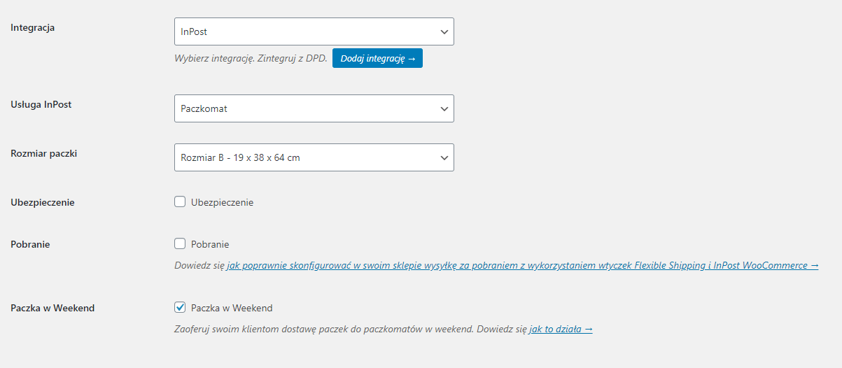 InPost WooCommerce - Paczka w Weekend