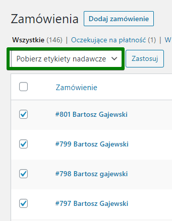 DPD WooCommerce - pobierz etykiety nadawcze