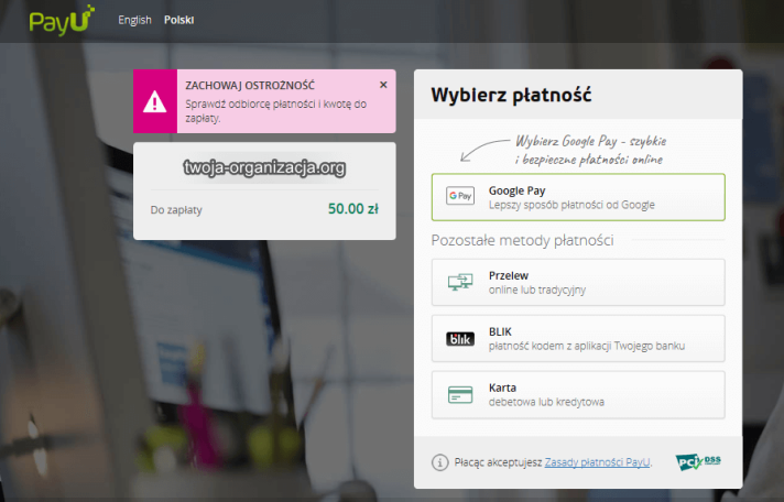 PayU Płatność przekazanie darowizny z WordPress