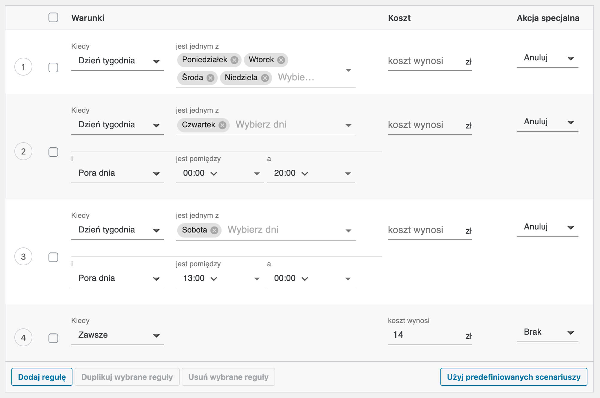 InPost WooCommerce - Paczka w Weekend reguły wyświetlania