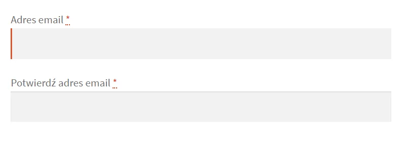 dwa pola adresu email