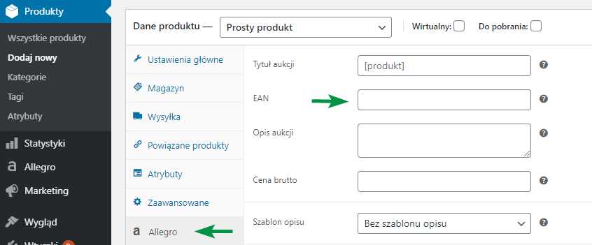 Import pole EAN produkt