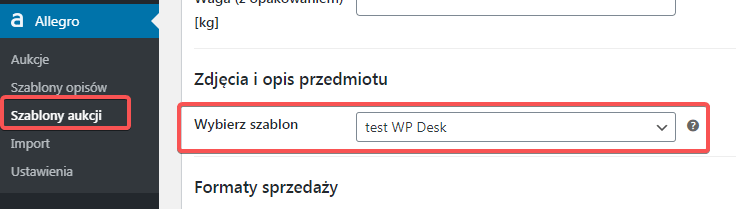 Szablon aukcji nowy szablon opisu