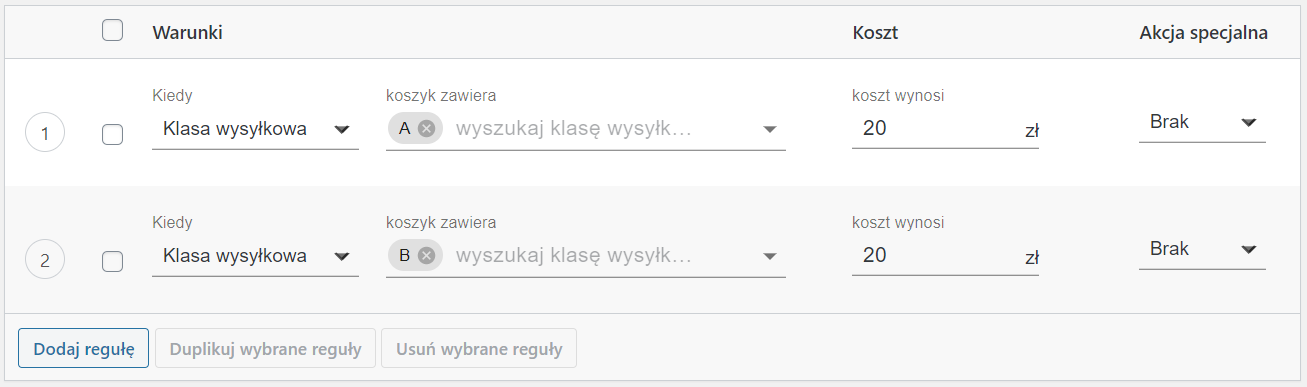 łączenie reguł wysyłkowych Flexible shipping - poprawna konfiguracja