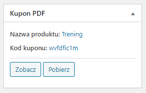 Metabox kuponu w zamówieniu