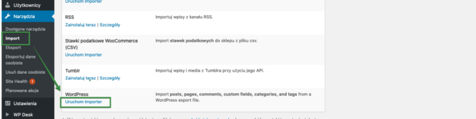 Import przykładowej konfiguracji grupy pól - krok 1