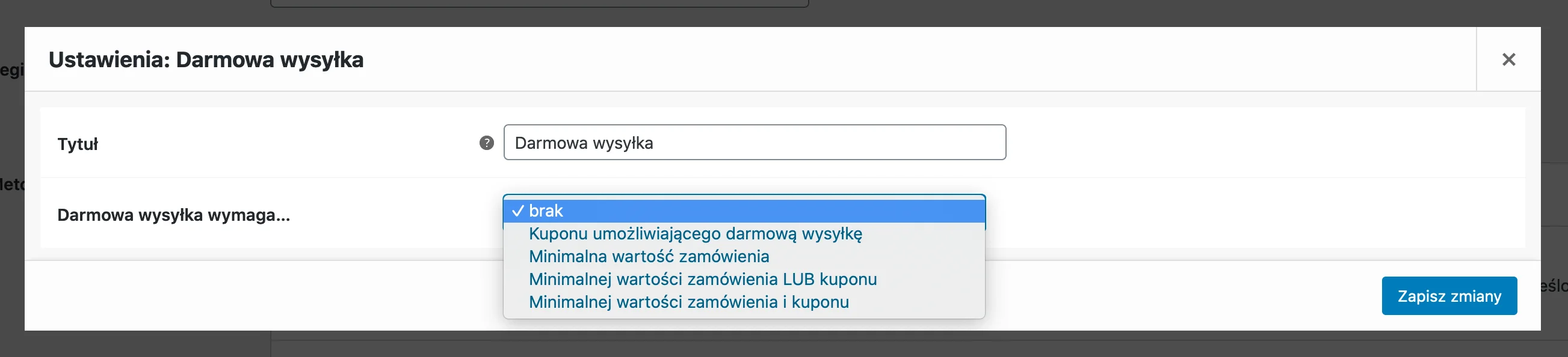 Darmowa wysyłka w WooCommerce - Darmowa wysyłka ustawienia