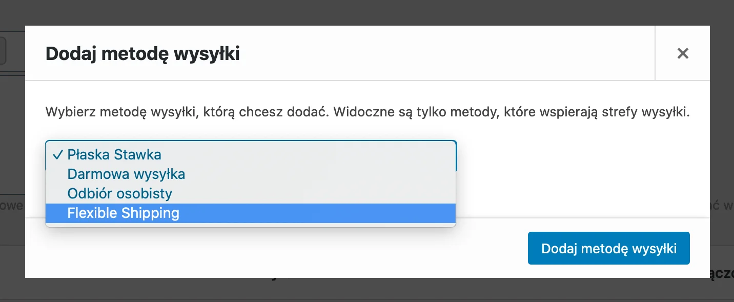 Dodawanie metody wysyłki Flexible Shipping