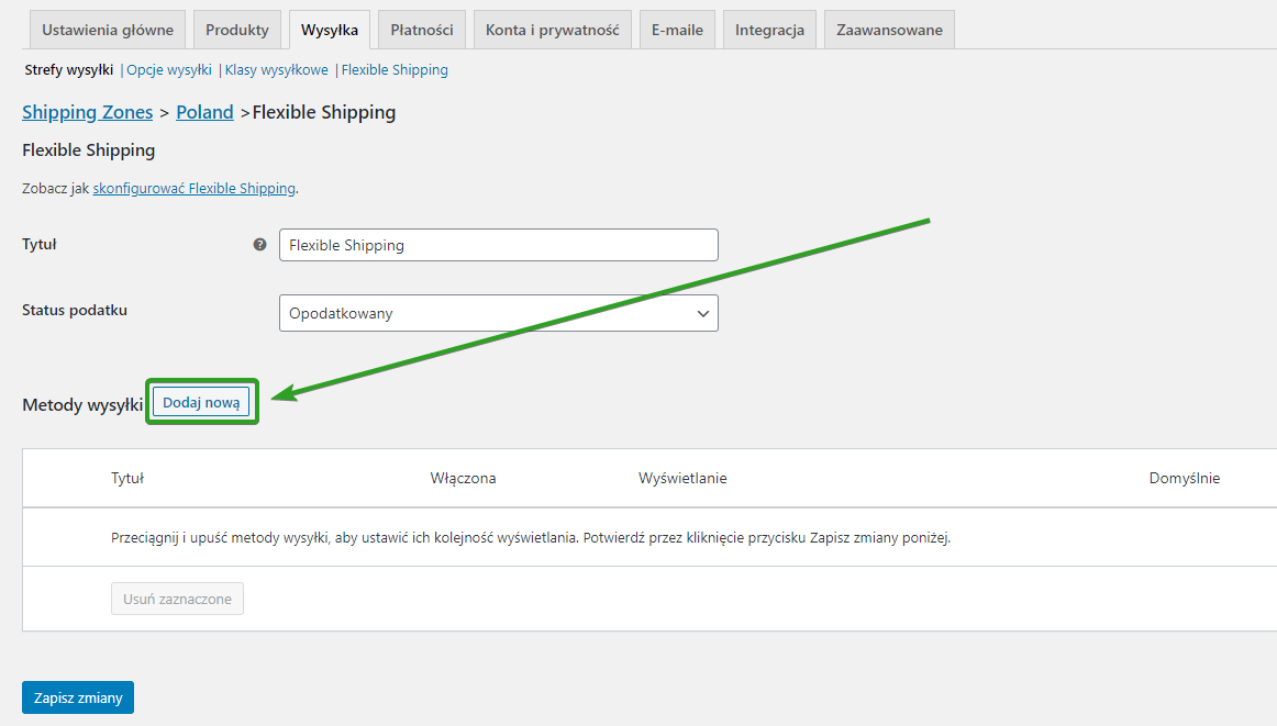 Dodaj nową metode wysyłki typu Flexible Shipping