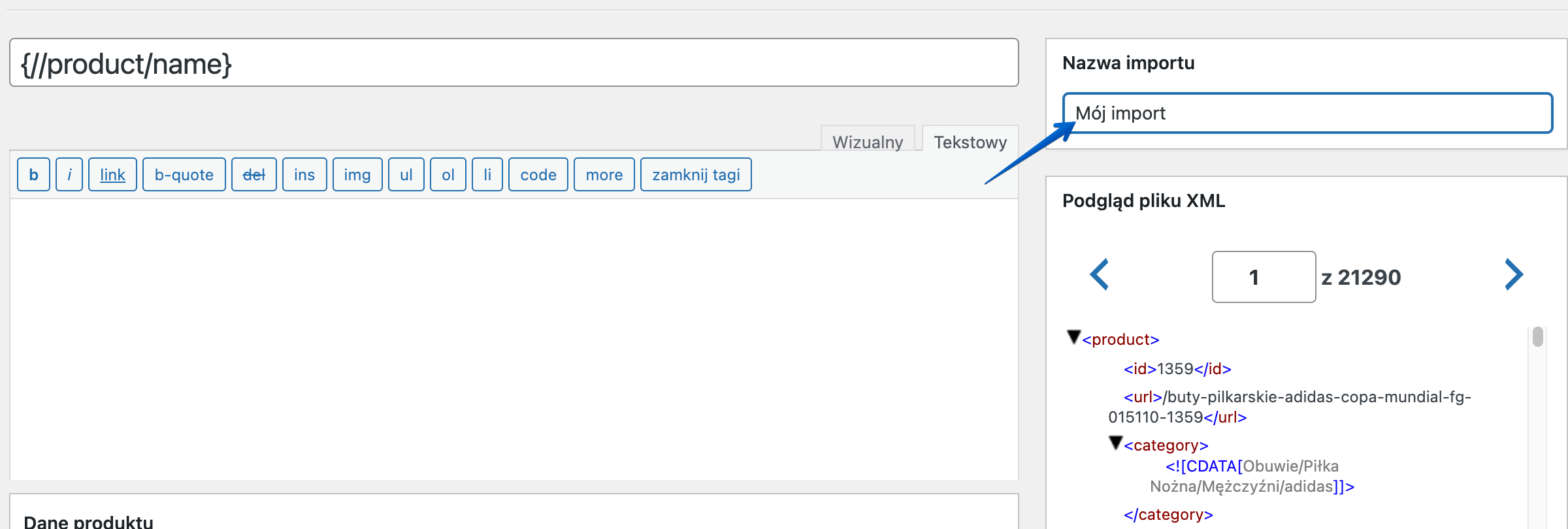 Dropshipping XML WooCommerce - nadanie nazwy importowi
