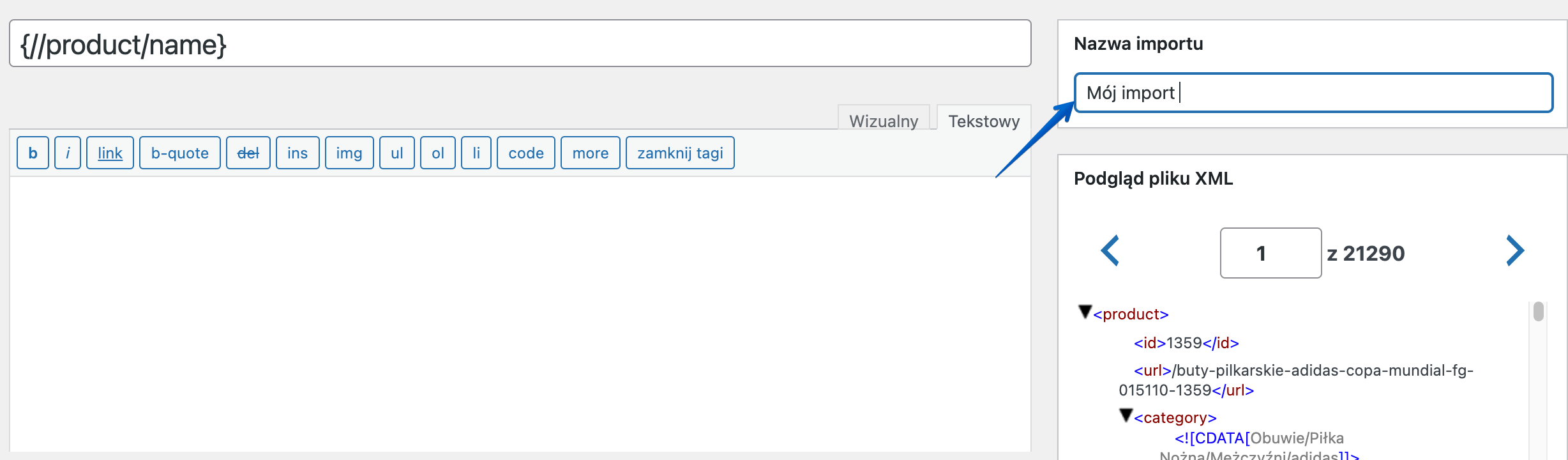 Dropshipping XML WooCommerce - nadanie nazwy importowi 