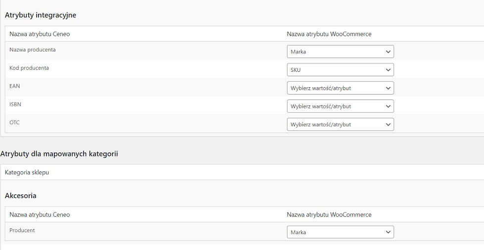Mapowanie atrybutów Ceneo WooCommerce