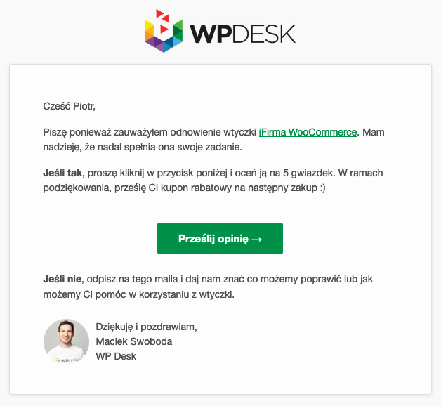WooCommerce Mail Opinia