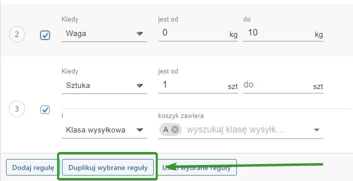 duplikowanie reguł Flexible Shipping