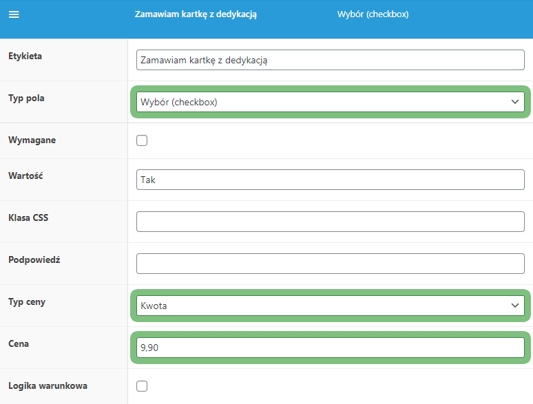 FPF Checkbox - zamawiam kartkę z dedykacją