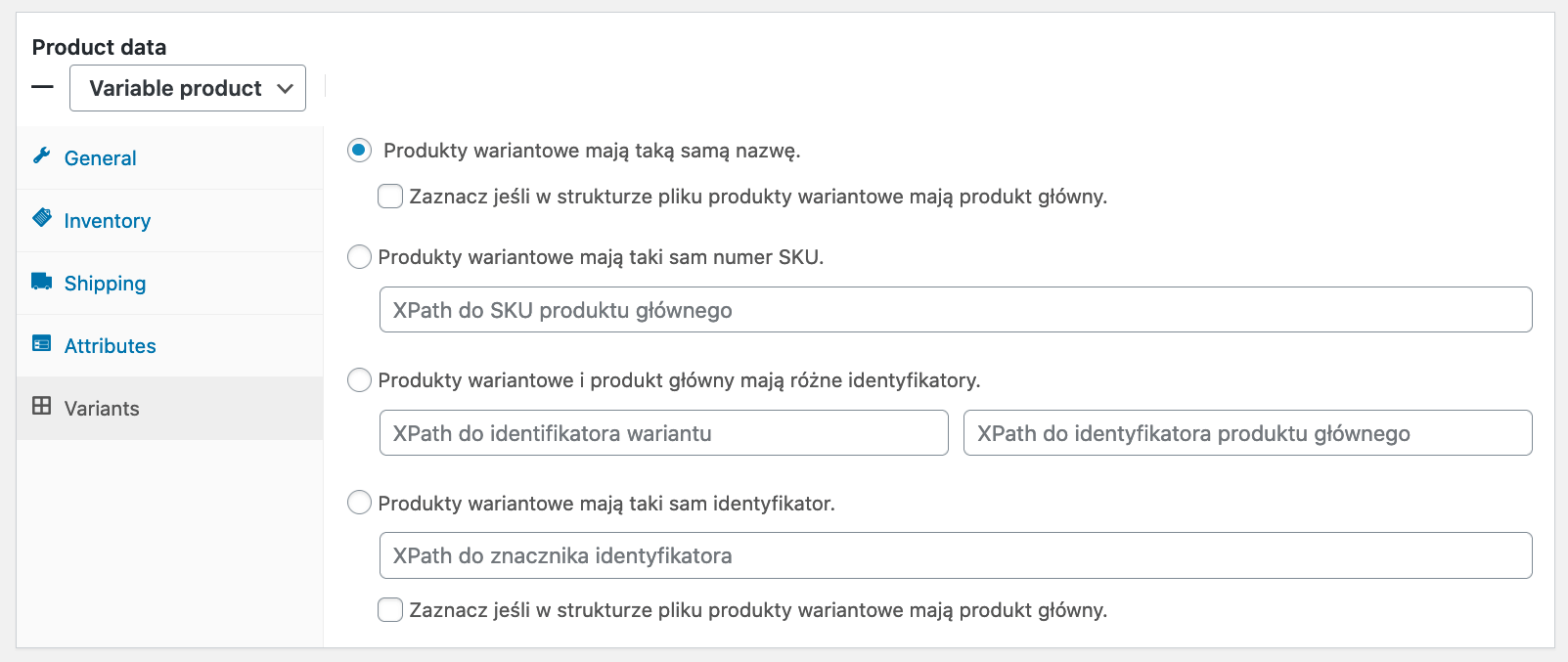 Import produktów wariantowych do WooCommerce