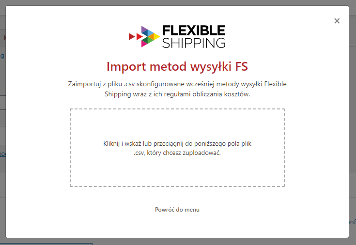 import metod wysyłki Flexible Shipping