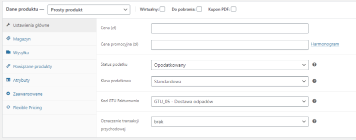 Transakcja przychodowa oraz kody GTU we wtyczce Fakturownia WooCommerce