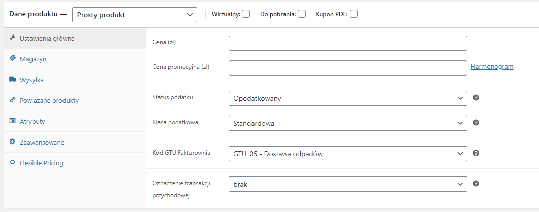 Transakcja przychodowa w WooCommerce Fakturownia