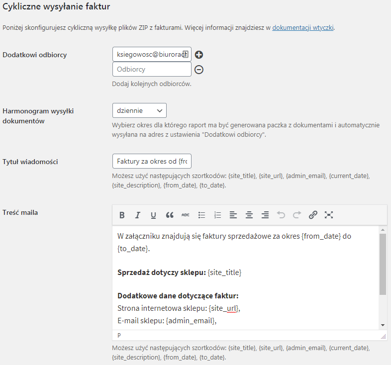 Faktury WooCommerce zaawansowana wysyłka cykliczne faktury i dodatkowe adresy